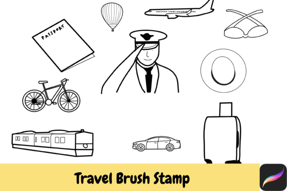 Download Travel Procreate Brush Stamps IPAD - Stamp Collection