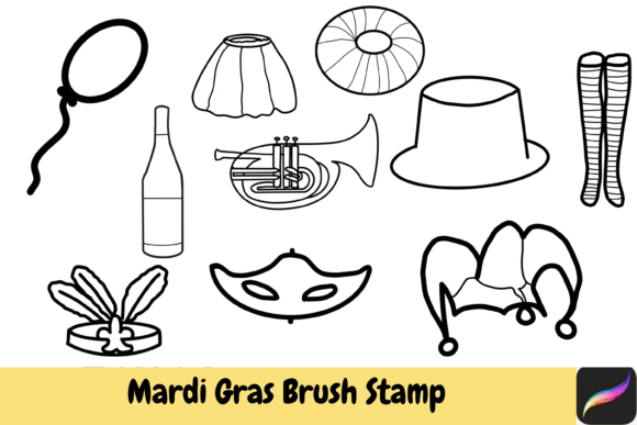 Download Mardi Gras Hand Drawn Brush Stamp Ipad - Stamp Collection