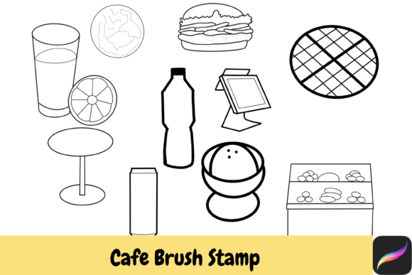 Download Cafe Procreate Brush Stamps IPAD - Stamp Collection