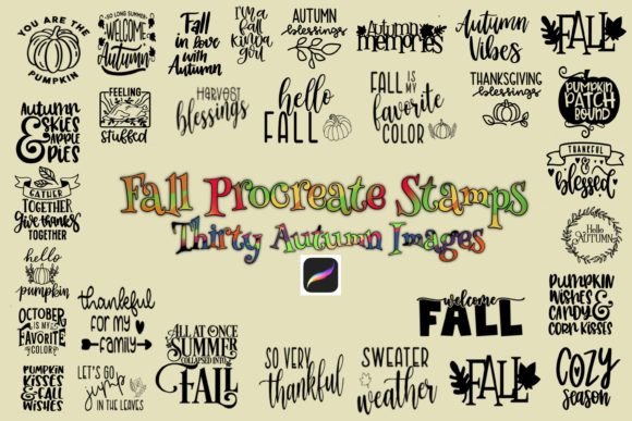 Download Procreate Fall Sentiments/Stamps - Stamp Collection
