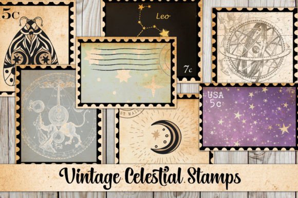 Download Vintage Celestial Stamps - Stamp Collection