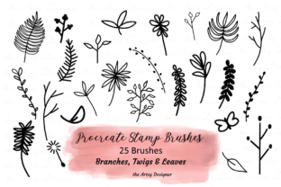 Download 25 Procreate Stamp Brushes, Plants Twigs - Stamp Collection