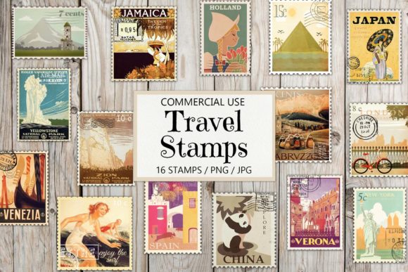 Download Vintage Travel Stamps - Stamp Collection