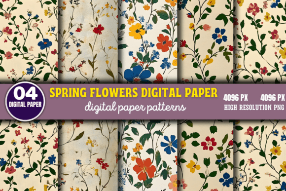 Download Spring Flowers Digital Paper Pattern 2 - Digital paper Collection