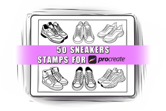 Download 50 Sneakers Procreate Stamps Brushes - Stamp Collection