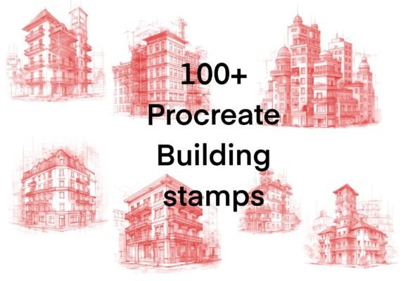 Download 116 Procreate Building Brushes &amp; Stamps - Stamp Collection
