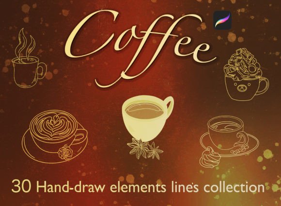 Download Coffee Brush Stamps for Procreate - Stamp Collection