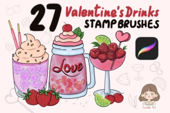 Download 27 Valentine's Drinks Stamp Brushes - Stamp Collection