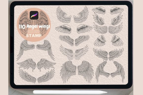 Download 110 Angel Wings Brush Stamp PROCREATE - Stamp Collection