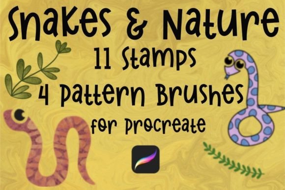 Download Snakes &amp; Nature Stamps for Procreate - Stamp Collection