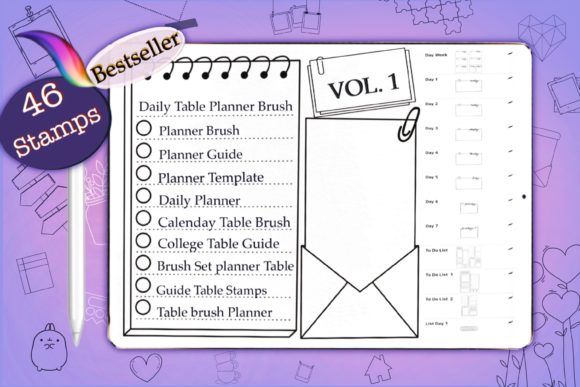 Download Stamp Guide Planner Bujo for Procreate - Stamp Collection