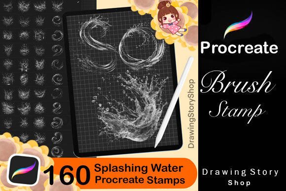 Download 160 Splashes Water Procreate Stamps - Stamp Collection