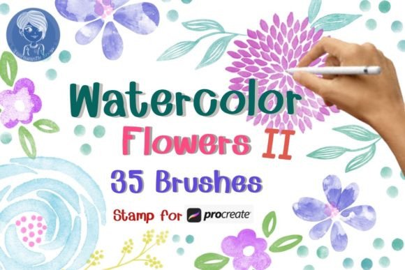 Download Watercolor Flowers II Stamp Procreate - Stamp Collection