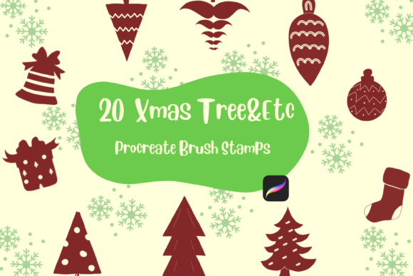 Download Procreate Brush Stamp Xmas Tree &amp; Etc - Stamp Collection