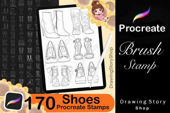 Download 170 Procreate Shoes Stamp Brushes - Stamp Collection