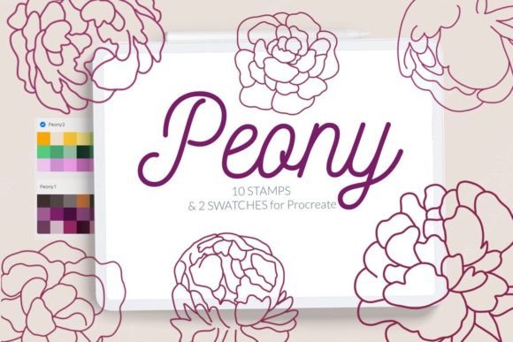 Download Peony Procreate Stamp Brushes Line Art - Stamp Collection