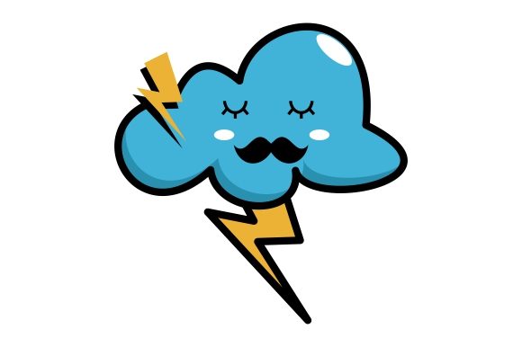 Download Kawaii Clouds with Lightning - Kawaii clouds Collection