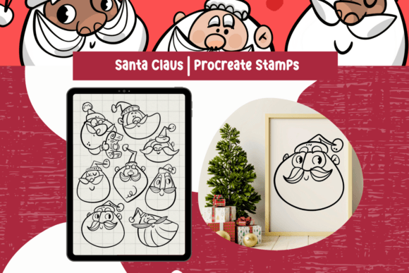 Download Santa Claus Christmas Procreate Stamps - Stamp Collection