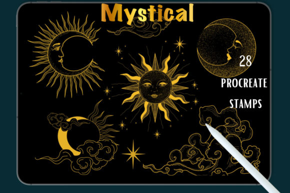 Download Magical Procreate Stamps Moon and Sun - Stamp Collection