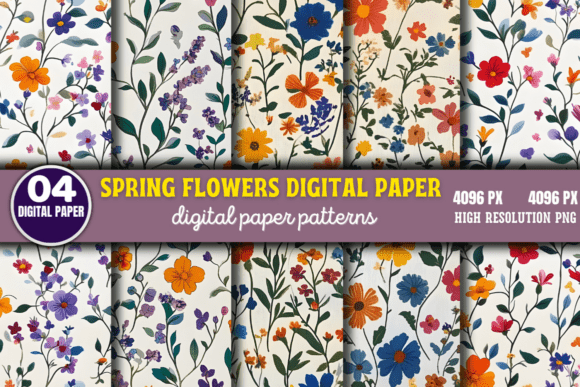 Download Spring Flowers Digital Paper Pattern 7 - Digital paper Collection
