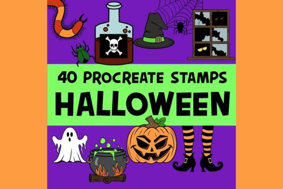 Download 40 Halloween Themed Procreate Stamps - Stamp Collection