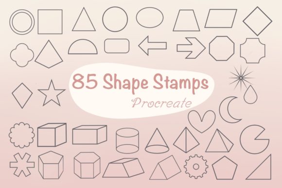 Download 85 Shape 2D &amp; 3D Procreate Brush Stamps - Stamp Collection