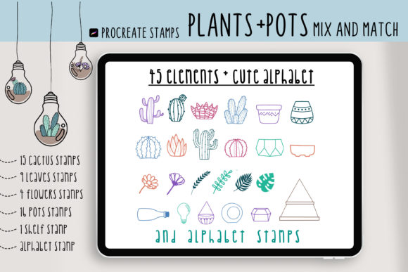 Download Procreate Brushes Stamps Plants and Pots - Stamp Collection
