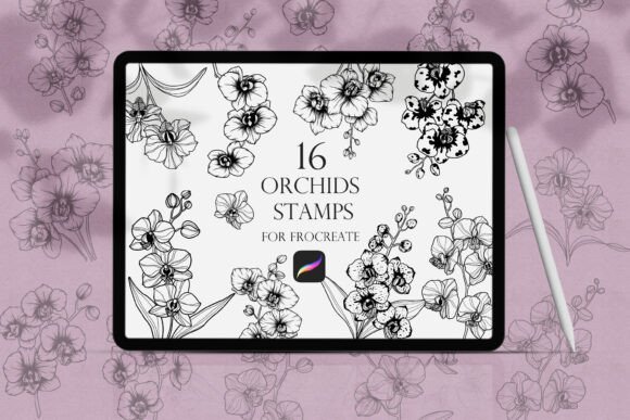 Download Orchid Flowers Procreate Stamp - Stamp Collection