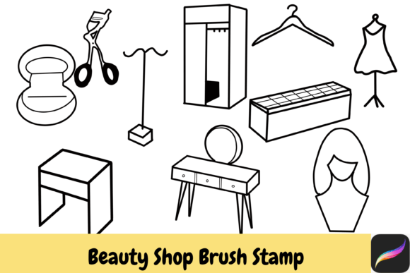Download Beauty Shop Procreate Brush Stamps IPAD - Stamp Collection