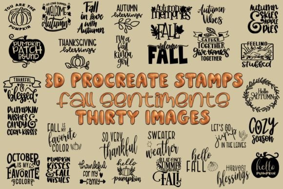 Download Procreate Fall 3D Stamps/Sentiments - Stamp Collection