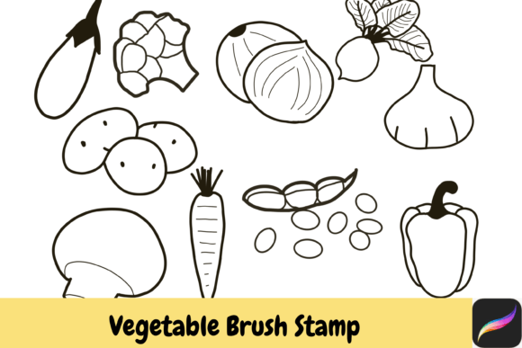 Download Vegetable Procreate Brush Stamps IPAD - Stamp Collection