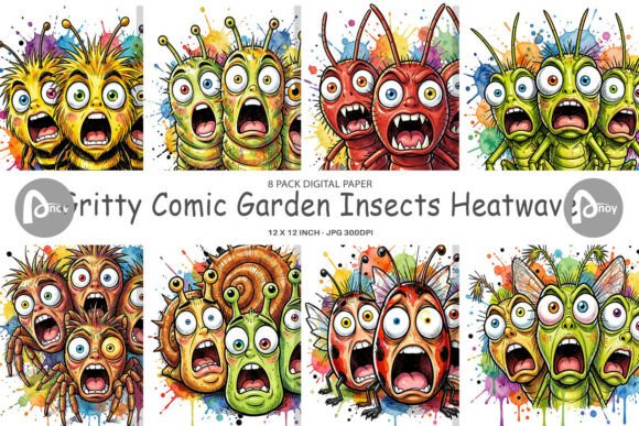 Download Gritty Comic Summer Insect Digital Paper - Digital paper Collection