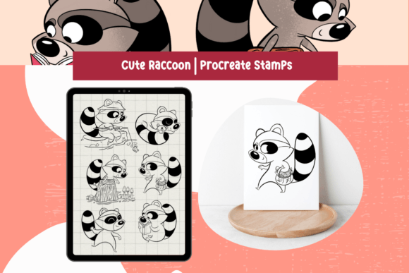 Download Procreate Brushes Cute Raccoon Stamps - Stamp Collection