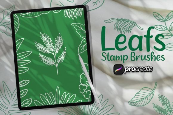 Download Hand Drawing Leaf Brush Stamp - Stamp Collection