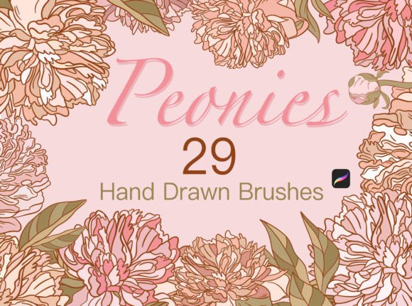 Download STAMP BRUSH PEONIES for PROCREATE - Stamp Collection