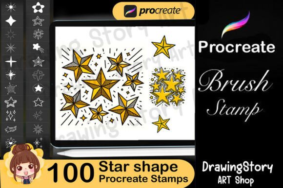 Download 100 Star Shape Stamps: Procreate Brush - Stamp Collection