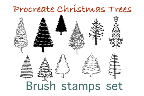 Download Christmas Tree Procreate Stamp Brush Set - Stamp Collection