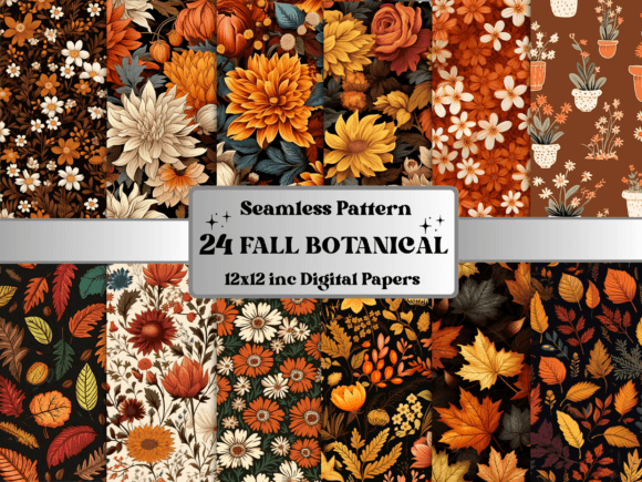 Download Fall Botanical Pattern Digital Paper - Digital paper Collection