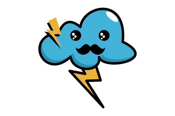 Download Kawaii Clouds with Lightning - Kawaii clouds Collection