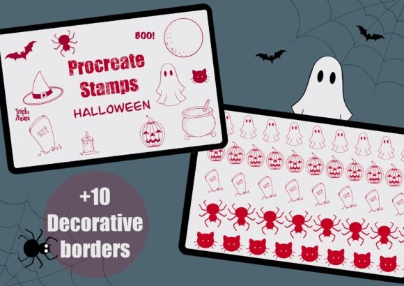 Download 10 Halloween Procreate Brushes Stamps - Stamp Collection