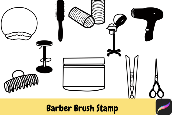 Download Barber Procreate Brush Stamps IPAD - Stamp Collection