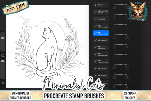 Download Minimalist Cat Procreate Stamp Brushes - Stamp Collection
