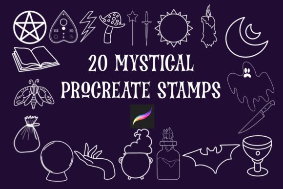 Download 20 Mystical Witchy Procreate Stamps - Stamp Collection
