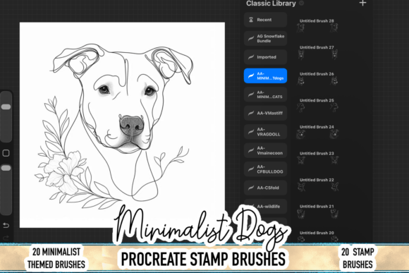 Download Minimalist Dog Procreate Stamp Brushes - Stamp Collection