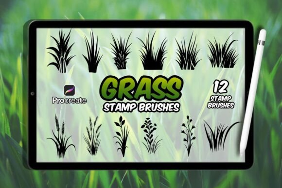 Download Grass Brush Stamp Set for Procreate - Stamp Collection