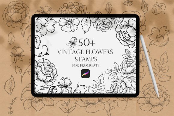 Download Vintage Flowers Procreate Stamps - Stamp Collection