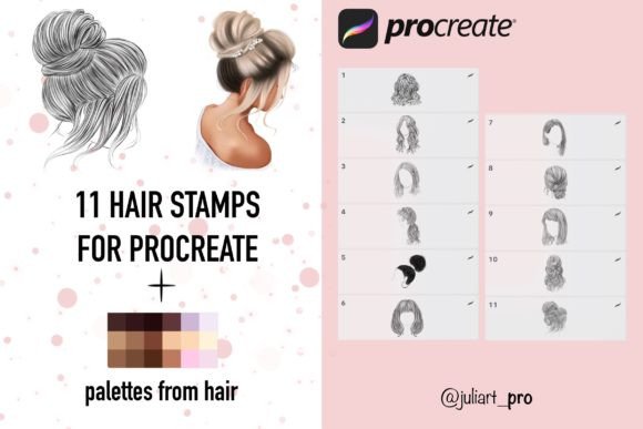 Download Hair Stamps for Procreate + Palettes - Stamp Collection