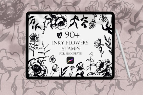 Download Inky Flowers Doodle Stamps Procreate - Stamp Collection