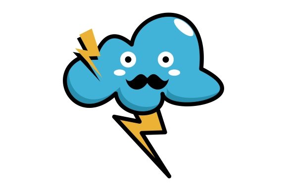 Download Kawaii Clouds with Lightning - Kawaii clouds Collection