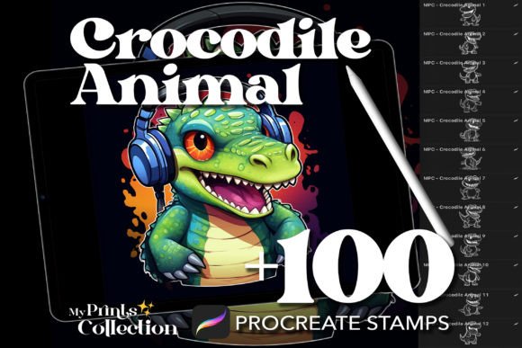 Download 100+ Procreate Crocodile Animal Stamps - Stamp Collection